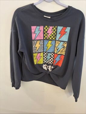 AC/DC Kids Pullover Sweatshirt in Charcoal Gray Sz 18